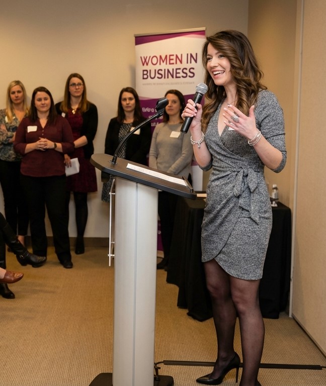 Natalia speaking at a Women in Business event
